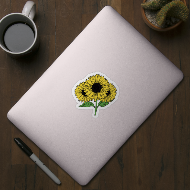 Yellow Sun Flower Hand Drawn Gardening Gift by Mesyo